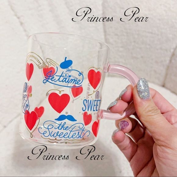 5 / $100 Starbucks 2022 Thailand Valentine Paris Motifs Mug Glass Pink Handle